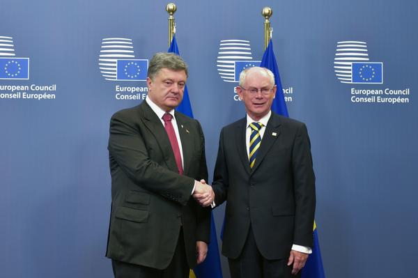 Председатель ЕС Херман Ван Ромпей принял Порошенко в Брюсселе